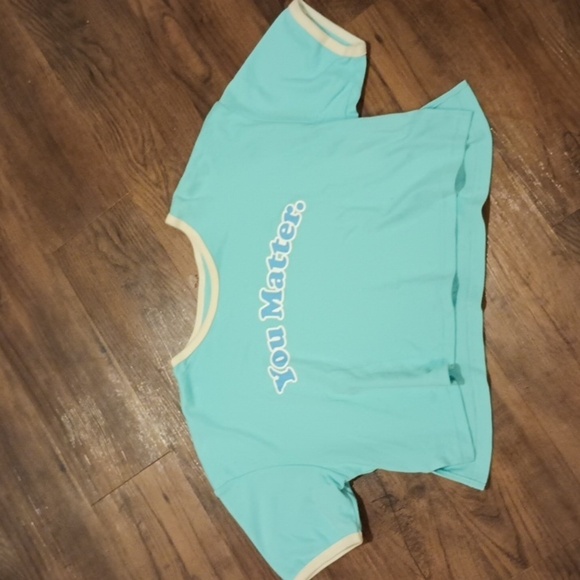 Your New Favorite Shirt You Matter Blue Ringer Cropped Tee A30 - Picture 1 of 6